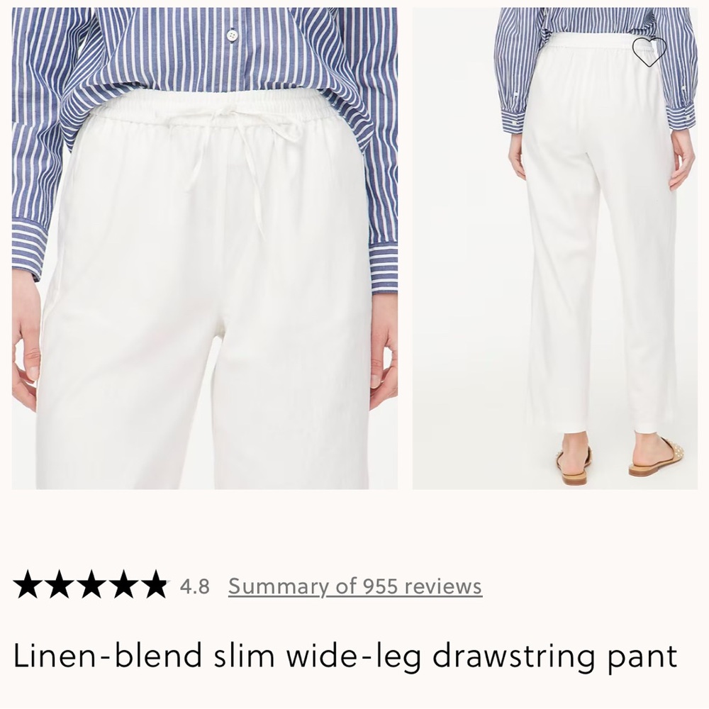 J. Crew Factory White Wide-Leg Drawstring Pants